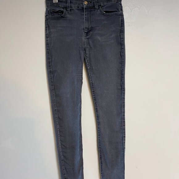 7 For All Mankind The High Waist Washed Black Women's Ankle Skinny Jeans Size 27 - Picture 3 of 12